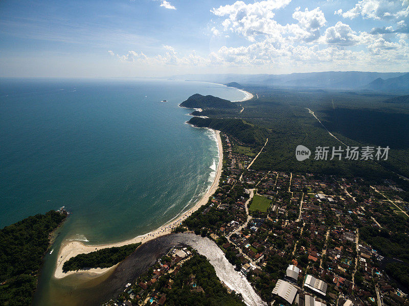 鸟瞰图Barra do Una海滩，圣保罗，巴西